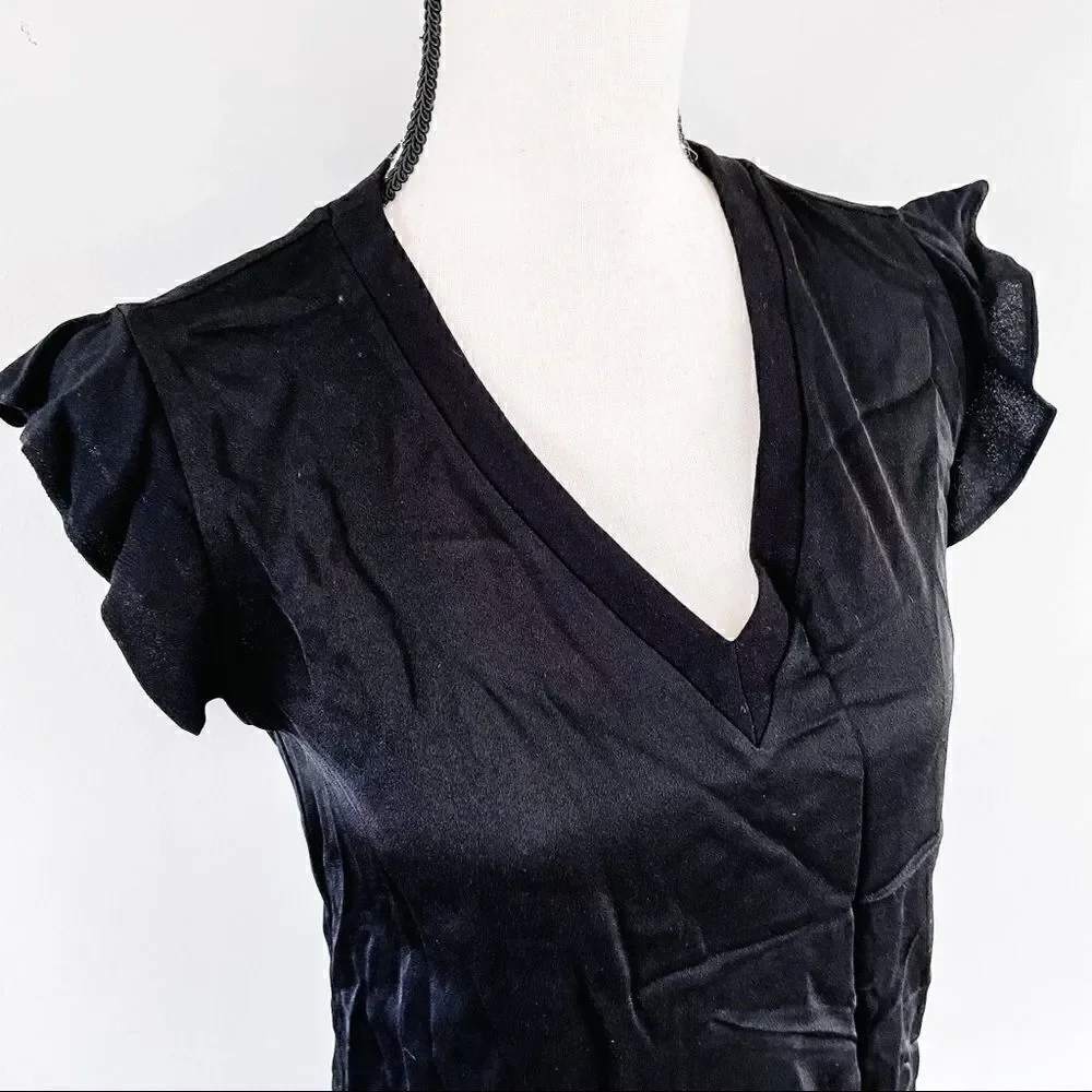Kate Spade Flutter Sleeve Satin Crepe Blouse